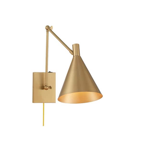 Savoy House Breegan Jane by Savoy House Pharos 1-Light Noble Brass Adjustable Wall Sconce with Metal Shade