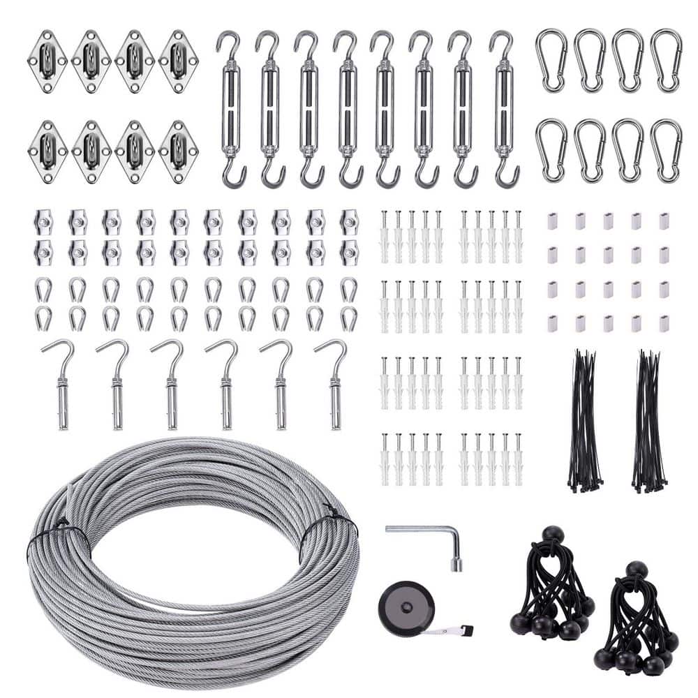 243-Piece Shade Sail Hardware Kit with 6 in. Turnbuckles and 131 ft. x 1/8 in. Wire Rope for Outdoor Sun Shade Sails price history on PriceWatchPro