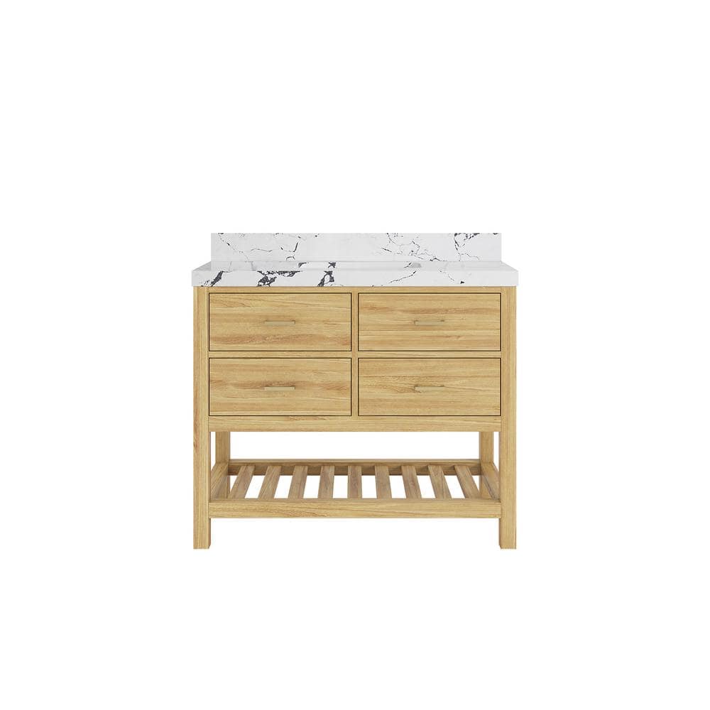 Parker Teak 42 in. Single Sink Freestanding Light Natural Bath Vanity with Viola Night Quartz Top Unassembled price history on PriceWatchPro