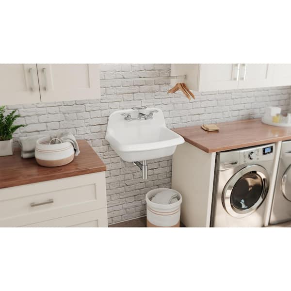 Sapphire 24 in. W x 15 in. H Porcelain Wall Mount Laundry/Utility Sink in White