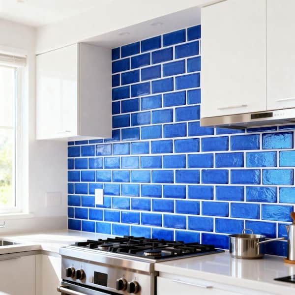 ABOLOS Tropical Style Ocean Blue 12 in. x 12 in. Recycled Brick