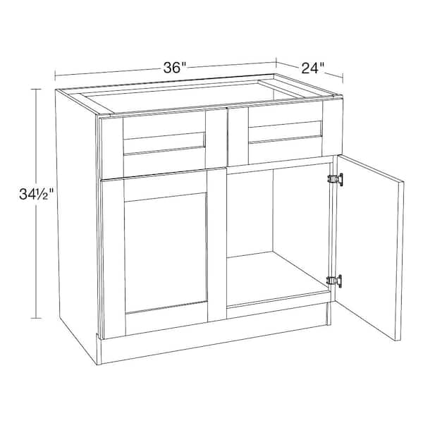 Hampton Bay Avondale 36 in. W x 24 in. D x 34.5 in. H Ready to Assemble  Plywood Shaker Drawer Base Kitchen Cabinet in Alpine White DB36 - The Home  Depot