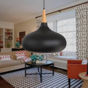 12.20 in. 1-Light Matte Black Island Pendant with Bowl Shaped, Minimalist Style