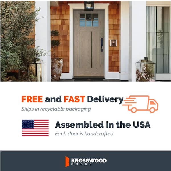 Craftsman 72 in. x 79 in. 6-Lite Left-Active/Inswing Clear Glass Unfinished Double Fiberglass Prehung Front Door