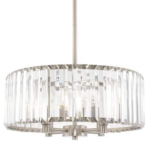 Delilah 60-Watt 4-Light Brushed Nickel Modern Chandelier with Clear Shade, No Bulb Included