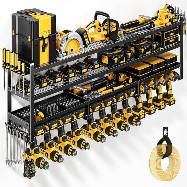 YICHUHAOXI 4-Tier 14.68 in. Black Metal Heavy Duty 600 lbs. Load