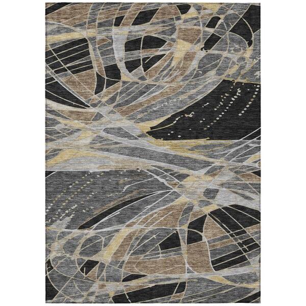 Chantille Machine Washable Indoor/Outdoor Abstract ACN2862 Black 10 ft. x 14 ft. Area Rug