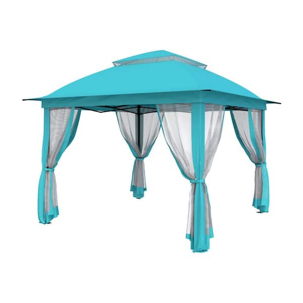 11 ft. x 11 ft. Pop-Up Steel Gazebo with Vented Double Roof, Mosquito Netting, and Carry Bag