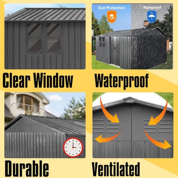 12 ft. W x 10 ft. D Metal Storage Shed with Window for Garden and Backyard (105 sq. ft. )