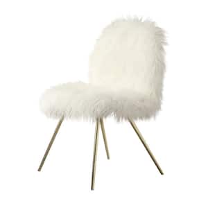 Prezlie White Faux Fur Accent Chair