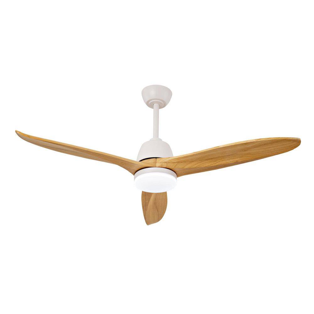 52 in. Oak+White Led Light Ceiling Fan With 3 Color Dimmable 3 Solide Wood Blades Remote Control Reversible DC Motor price history on PriceWatchPro