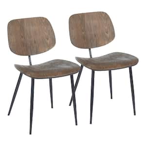 Wilson Industrial Black Metal and Espresso Wood Dining Chairs (Set of 2)