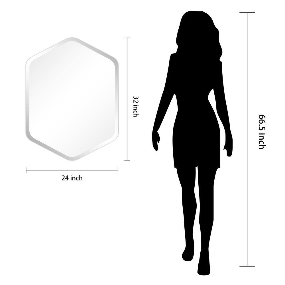 Frameless Beveled Hexagonal Bathroom Wall Mirror 24" x 32"