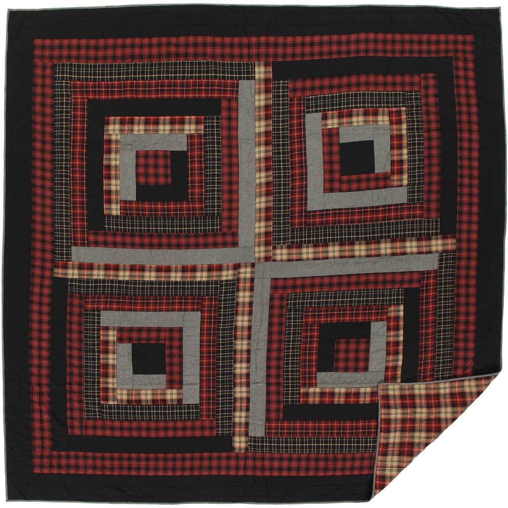 Cumberland Black and Red Cotton Reversible Queen Quilt Set