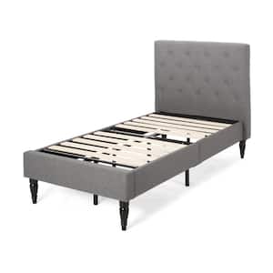 Atterbury Charcoal Grey Upholstered Twin Bed Frame