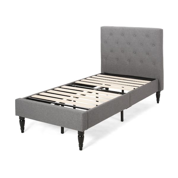 Noble House Atterbury Charcoal Grey Upholstered Twin Bed Frame