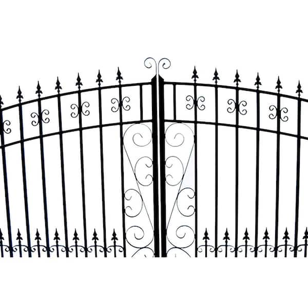 Aleko Venice Style 12 Ft X 6 Ft Black Steel Dual Swing Driveway Fence Gate Dg12vend Hd The Home Depot