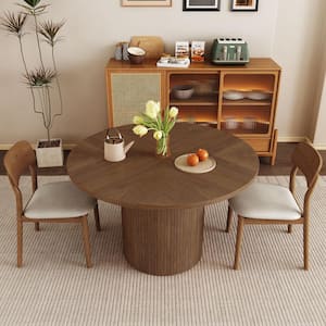 Walnut Wood 47.24 in. Pedestal Dining Table Seats 4