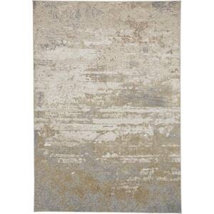5 X 8 Gold and Ivory Abstract Area Rug