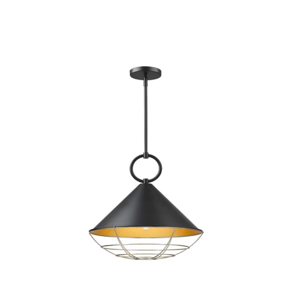 17.5 in. 60-Watt 3-Light Black Finish Pendant Light with Metal Shade, No Bulbs Included price history on PriceWatchPro