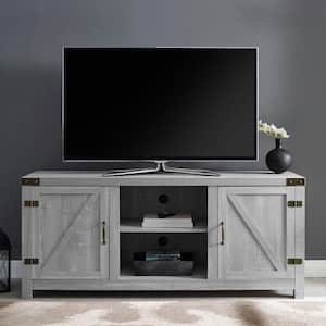 Barnwood Collection 58 in. Stone Grey 2-Door TV Stand fits TV up to 60 in. with Adjustable Shelf