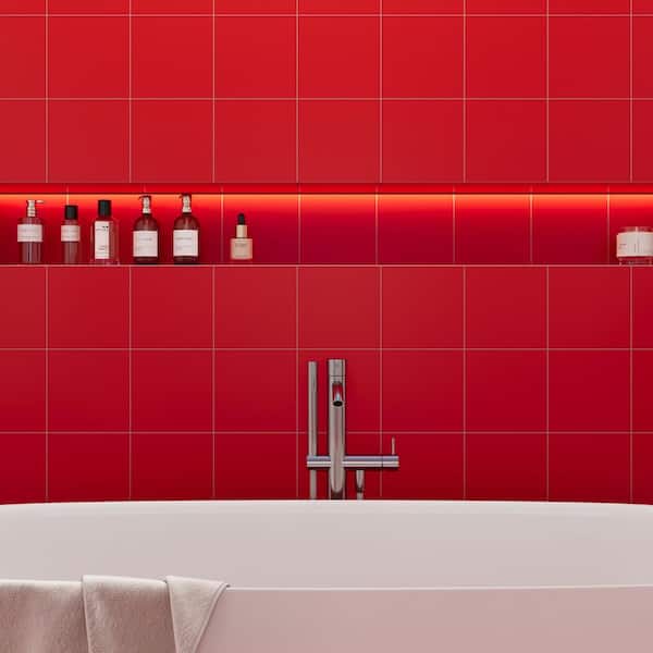 Merola Tile Monocolor Premium Rojo Volcan 7-7/8 in. x 7-7/8