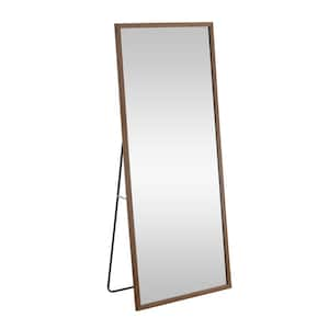 Brown 31 in. H x 71 in. W Solid Wood Framed Rectangular Floor Standing Wall Mounted Full-length Mirror