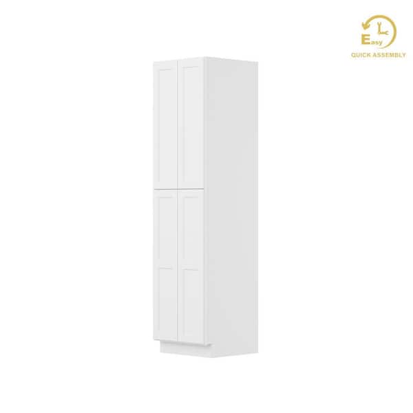 Easy-DIY 24 in. W x 24 in. D x 96 in. H in Shaker White Ready to Assemble Utility Kitchen Cabinets With 2 Doors