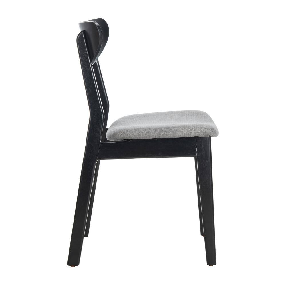 Lucca Black Wood Side Chair with Grey Cushion