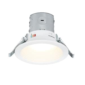 LED Selectable Lumen Selectable CCT 4 in. Round Canless Recessed Light for Indoor Areas Baffle Trim White