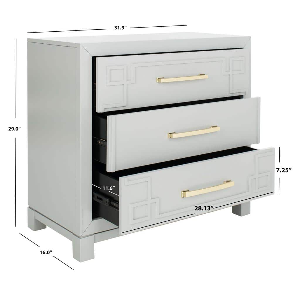 Gray and Gold Modern 3-Drawer Night Table