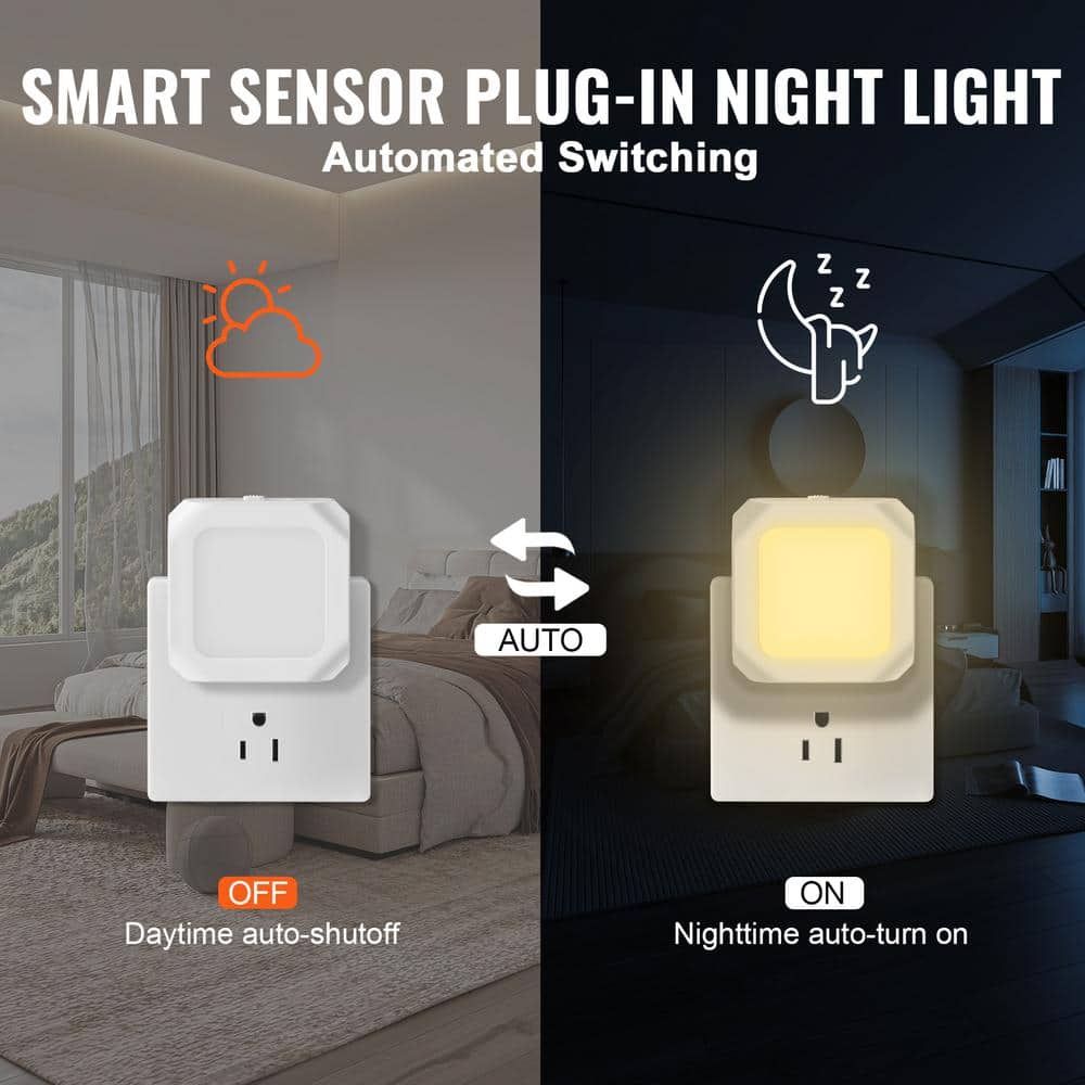 White Polycarbonate LED Night Light with Mobile Control, 2-Pack