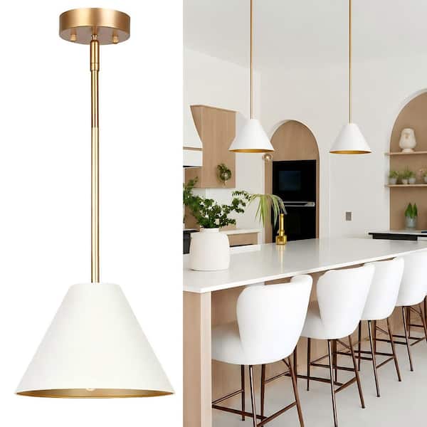 Zevni Mid-Century Modern 9.8 in. 1-Light Gold Kitchen Island