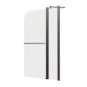 Ashen 34 in. W x 58 in. H Pivot Tub Door in Black with Clear Glass