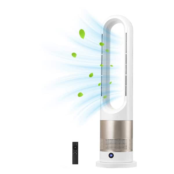 Bladeless Tower Fan, Hot & Cool Air, 16 ft/s, 80° Oscillating, 8 Speeds, 9H Timer, Remote Control