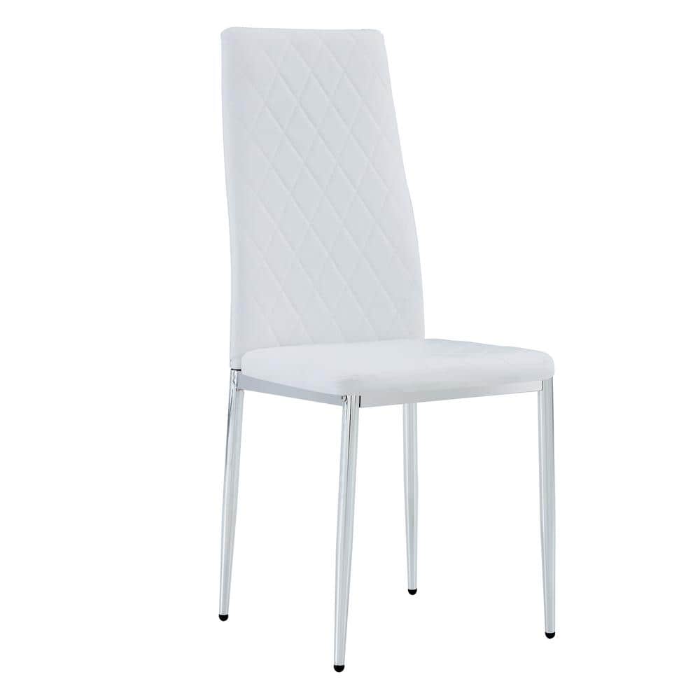 Polibi Modern White PU Leather Seat Dining Chairs for Kitchen, Living