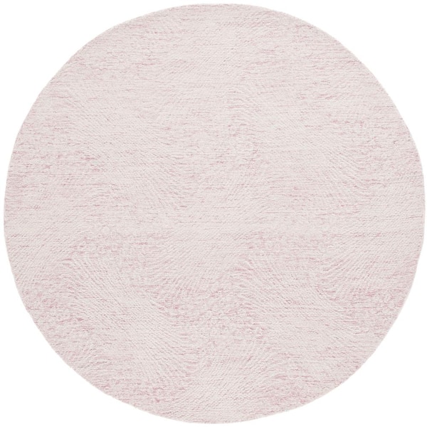 SAFAVIEH Ebony Pink/Ivory 6 ft. x 6 ft. Floral Round Area Rug