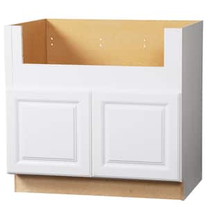 Hampton 36 in. W x 24 in. D x 34.5 in. H Assembled Apron-Front Sink Base Kitchen Cabinet in Satin White