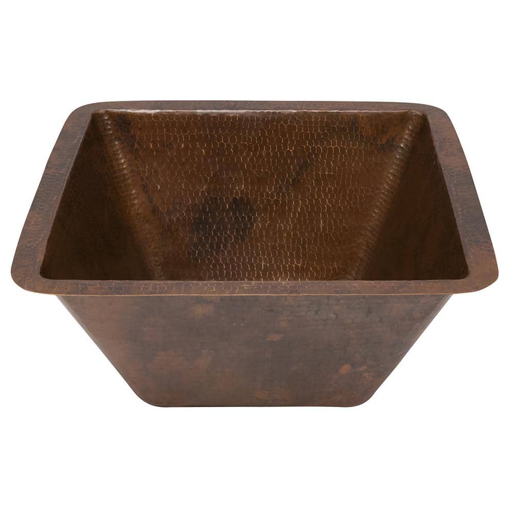15" Square Hammered Copper Bar Sink in Oil Rubbed Bronze Finish