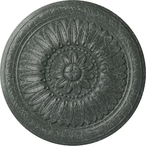 24" x 1-5/8" Temple Urethane Ceiling Medallion (Fits Canopies upto 9-1/4"), Athenian Green Crackle
