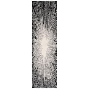 Abstract Ivory/Black 2 ft. x 8 ft. Eclectic Star Runner Rug
