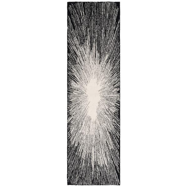 SAFAVIEH Abstract Ivory/Black 2 ft. x 8 ft. Eclectic Star Runner Rug