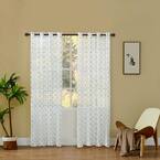 Lyndale Decor Silver Leaf Embroidered Grommet Sheer Curtain - 54 in. W ...
