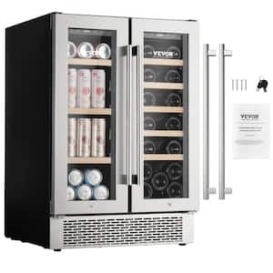 Wine Black Beverage & Wine Cooler, 20 Bottles and 81 Cans Dual-Zone Wine and Beverage Refrigerator, 22.6 in.Width, Black