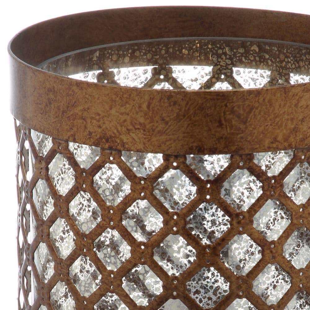 Elegant Borden Gold Mesh Hurricane Lamp Set, 11.5"