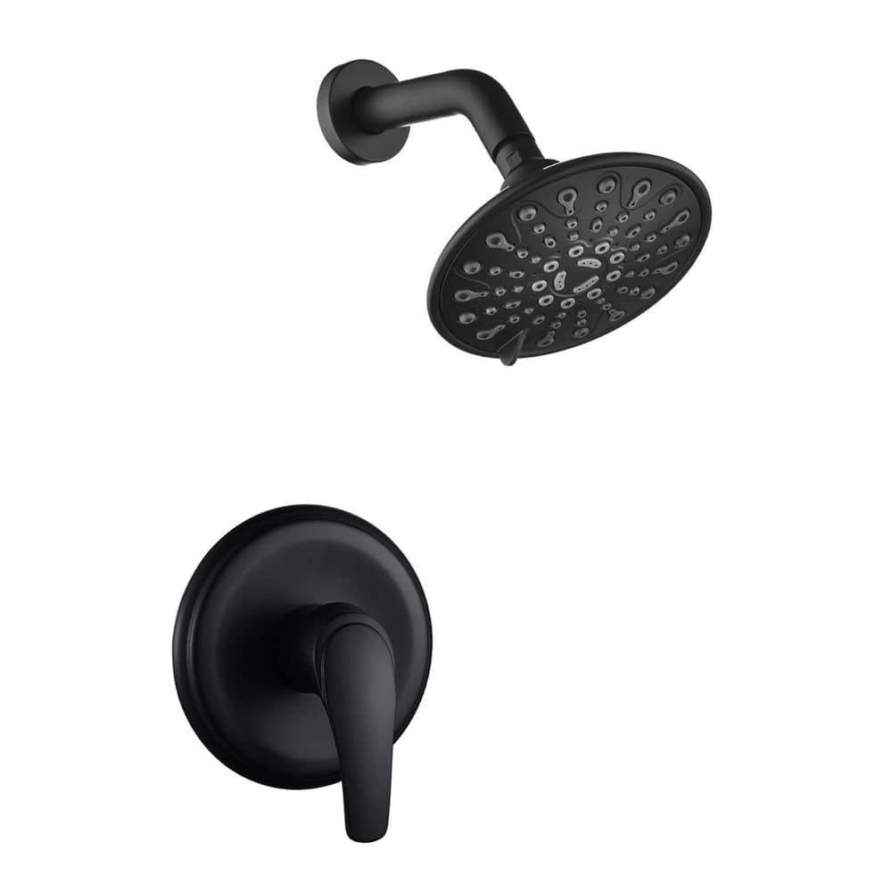 Rainfull Single Handle 6-Spray 6 in. Shower Faucet 1.8 GPM Kit with Pressure Balance Valve in Matte Black price history on PriceWatchPro