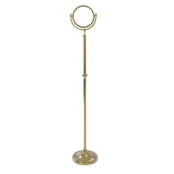 Allied Brass Adjustable Height Floor Standing Makeup Mirror 8 In Diameter With 2x Magnification Unlacquered Dmf 2 Unl Allied Brass Adjustable Height Floor, Floor Stand Mirror Adjustable