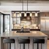 YANSUN 5-Light Dimmable Matte Black Linear Rectangle Chandelier Kitchen Island Pendant Light with Clear Glass Shade HA-IP01701EBL-1AP3