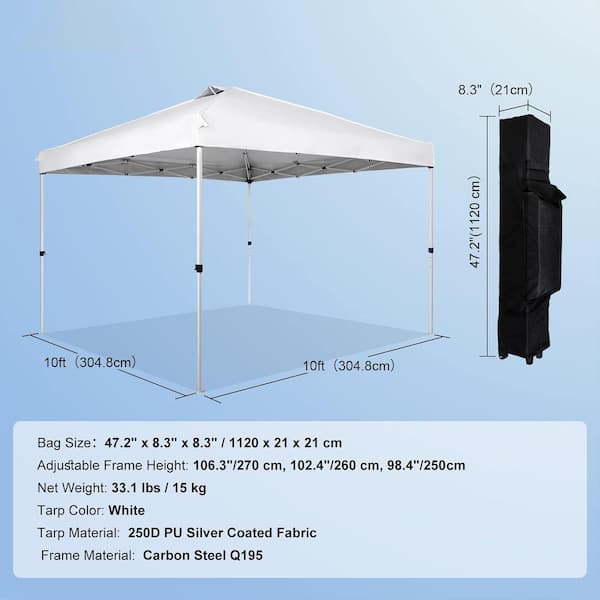 テント・タープ PBTarp5x8 jindaijimountainworksPONCHOMAN ATENGNES 10 ft. x 10 ft. White Waterproof Pop Up Canopy Tent