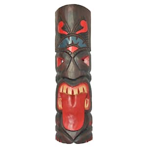 Backyard X-Scapes 40 in. Tiki Mask Totem Turtle and Flower Outdoor Luau ...